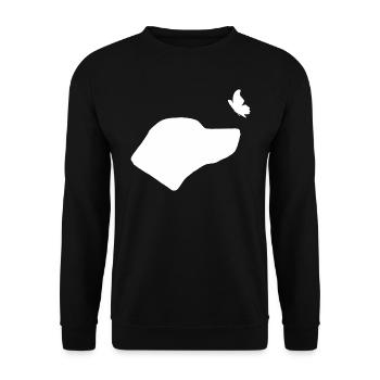 Rhodesian Ridgeback mit Schmetterling - Unisex Pullover - Schwarz - Vorne - Alina (178cm) & Michal (187cm)