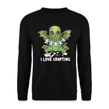 I love Crafting Lovecraft Monster Oktopus Basteln - Unisex Pullover - Schwarz - Vorne - Alina (178cm) & Michal (187cm)