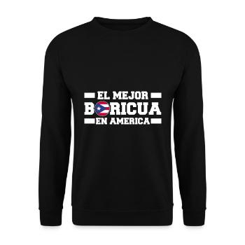 Puerto Rico | Puerto Ricaner Flagge Geschenkideen - Unisex Pullover - Schwarz - Vorne - Alina (178cm) & Michal (187cm)
