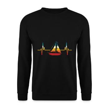 Voilier battement cardiaque pulse cadeau voile - Sweat-shirt Unisexe - noir - Devant - Alina (178cm) & Michal (187cm)