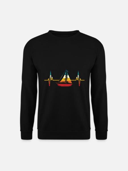 Segler Herzschlag Puls Geschenk Segeln - Unisex Pullover - Schwarz