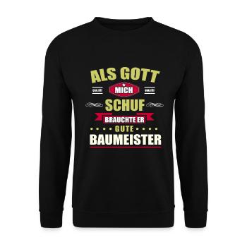 BAUMEISTER-GESCHENK - Unisex Pullover - Schwarz - Vorne - Alina (178cm) & Michal (187cm)