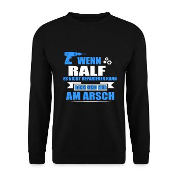 RALF -Geschenk - Unisex Pullover - Schwarz - Vorne - Alina (178cm) & Michal (187cm)