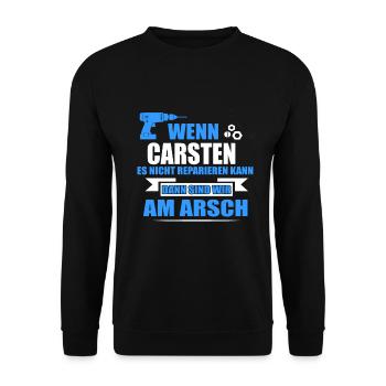 CARSTEN -Geschenk - Unisex Pullover - Schwarz - Vorne - Alina (178cm) & Michal (187cm)