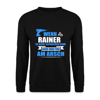 RAINER -Geschenk - Unisex Pullover - Schwarz - Vorne - Alina (178cm) & Michal (187cm)