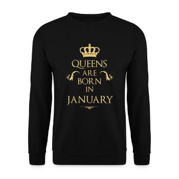 Queens sont nés en Janvier - Sweat-shirt Unisexe - noir - Devant - Alina (178cm) & Michal (187cm)