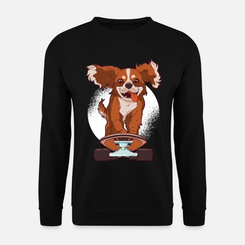 Skateboard Chien Cavalier King Charles Spaniel - Sweat-shirt Unisexe - noir