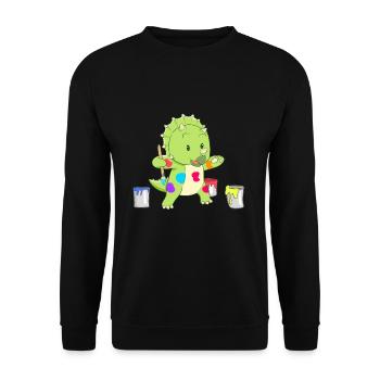 Dino petit artiste - Sweat-shirt Unisexe - noir - Devant - Alina (178cm) & Michal (187cm)