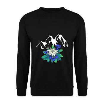 Mountains Mountains Tirol Edelweiss Gentian Nature Hiking - Unisex Sweatshirt - black - Front - Alina (178cm) & Michal (187cm)
