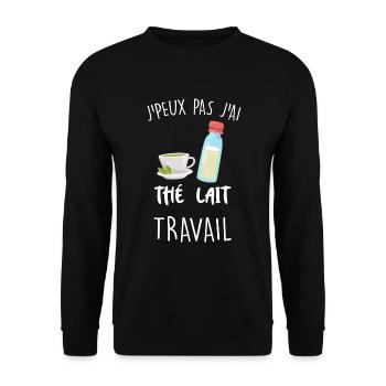 télétravail et humour - Sweat-shirt Unisexe - noir - Devant - Alina (178cm) & Michal (187cm)