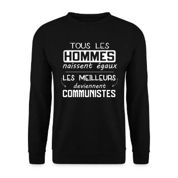 Communiste - Homme - Cadeau - Politique - Drôle - Sweat-shirt Unisexe - noir - Devant - Alina (178cm) & Michal (187cm)