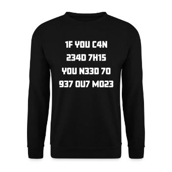 leetspeak leet read encrypted gamer 1337 - Unisex Sweatshirt - black - Front - Alina (178cm) & Michal (187cm)