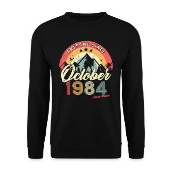 Cadeau D'anniversaire En Octobre 1984 Vintage - Sweat-shirt Unisexe - noir - Devant - Alina (178cm) & Michal (187cm)