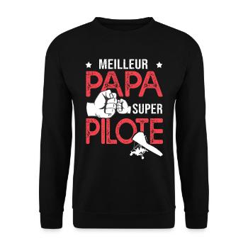 Cadeau papa meilleur papa pilote de delta plane - Sweat-shirt Unisexe - noir - Devant - Alina (178cm) & Michal (187cm)