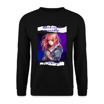 Anime Yandere Charakter - Anime Girl - Unisex Pullover - Schwarz - Vorne - Alina (178cm) & Michal (187cm)