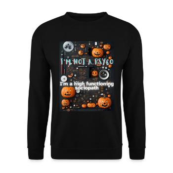Soziopath, kein Psycho - Unisex Pullover - Schwarz - Vorne - Alina (178cm) & Michal (187cm)