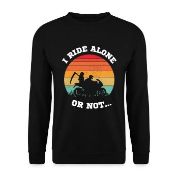 Ich fahre alleine, oder auch nicht... Radfahrer - Unisex Pullover - Schwarz - Vorne - Alina (178cm) & Michal (187cm)