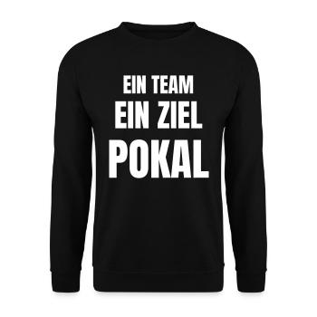 Ein Team, ein Ziel, Pokal. - Unisex Pullover - Schwarz - Vorne - Alina (178cm) & Michal (187cm)