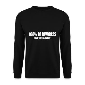 Les divorces commencent par un mariage drôle d’un divorcé - Sweat-shirt Unisexe - noir - Devant - Alina (178cm) & Michal (187cm)