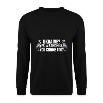 Kanadischer Kranich - Unisex Pullover - Schwarz - Vorne - Alina (178cm) & Michal (187cm)