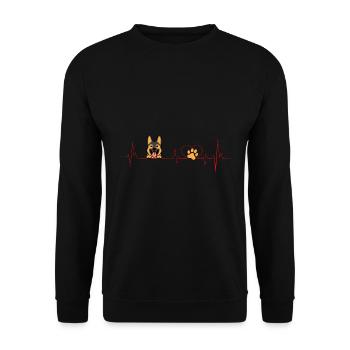 Deutscher Schäferhund Herzschlag Lustige - Unisex Pullover - Schwarz - Vorne - Alina (178cm) & Michal (187cm)
