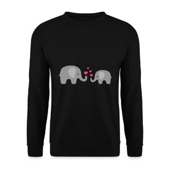 Sweet baby elephant and mom with hearts - Unisex Sweatshirt - black - Front - Alina (178cm) & Michal (187cm)