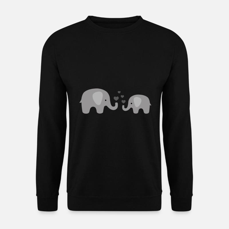 Süsse Elefanten Baby und Mama mit Herzen - Unisex Pullover - Schwarz