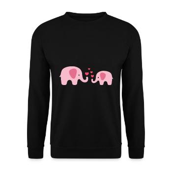 Sweet baby elephant and mom with red hearts - Unisex Sweatshirt - black - Front - Alina (178cm) & Michal (187cm)
