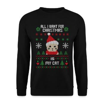 Cadeau de Noël pour chat - Sweat-shirt Unisexe - noir - Devant - Alina (178cm) & Michal (187cm)