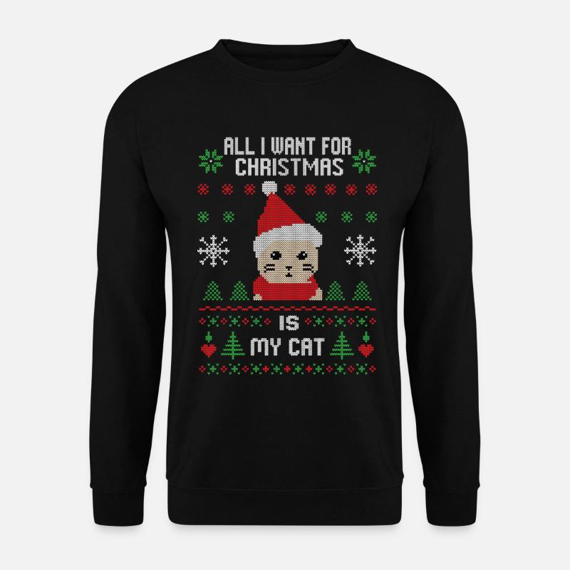 Katze Weihnachten Geschenk Katzenbesitzer katzen - Unisex Pullover - Schwarz