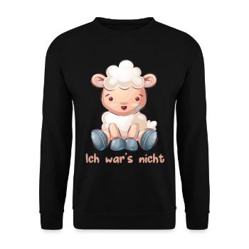 Ich war's nicht unschuldig Lamm Unschuldslamm süß - Unisex Pullover - Schwarz - Vorne - Alina (178cm) & Michal (187cm)