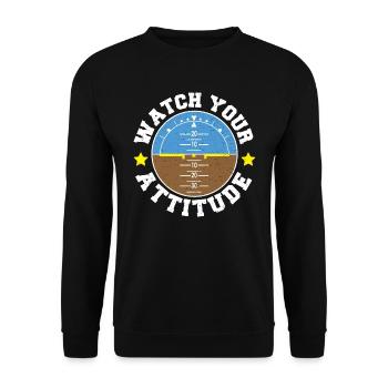 Watch Your Attitude - Pilot - Unisex Sweatshirt - black - Front - Alina (178cm) & Michal (187cm)