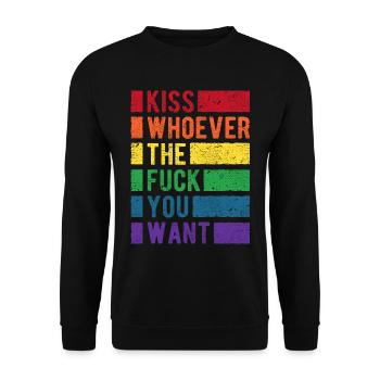 Kiss You Want LGBT Arc-en-ciel Pride - Sweat-shirt Unisexe - noir - Devant - Alina (178cm) & Michal (187cm)