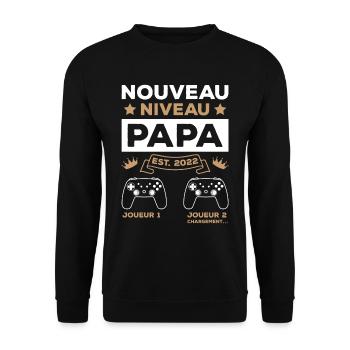 Originale Cadeau Futur Papa Geek - Sweat-shirt Unisexe - noir - Devant - Alina (178cm) & Michal (187cm)