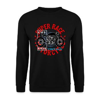 Motorrad Cafe Racer Vintage Design - Unisex Pullover - Schwarz - Vorne - Alina (178cm) & Michal (187cm)