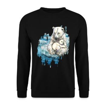 eisbader winterbader winterschwimmer eisbär mama - Unisex Pullover - Schwarz - Vorne - Alina (178cm) & Michal (187cm)