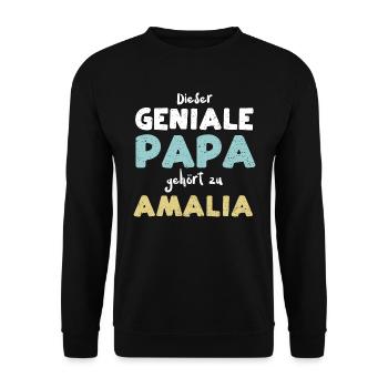 Dieser Geniale Papa Gehört Zu Am... - Unisex Pullover - Schwarz - Vorne - Alina (178cm) & Michal (187cm)