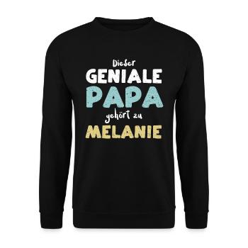 Dieser Geniale Papa Gehört Zu Me... - Unisex Pullover - Schwarz - Vorne - Alina (178cm) & Michal (187cm)