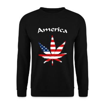 Weed USA America Ganja - Unisex Pullover - Schwarz - Vorne - Alina (178cm) & Michal (187cm)