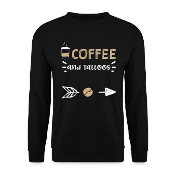 Café et tatouages - Café - Sweat-shirt Unisexe - noir - Devant - Alina (178cm) & Michal (187cm)