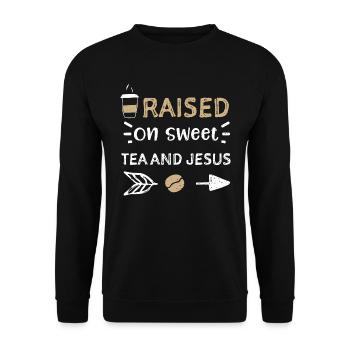 Raised On Sweet Tea And Jesus - Unisex Sweatshirt - black - Front - Alina (178cm) & Michal (187cm)