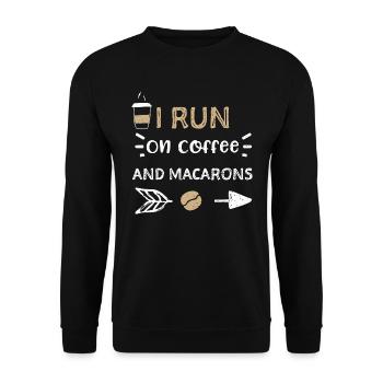I Run On Coffee And Macarons - Unisex Pullover - Schwarz - Vorne - Alina (178cm) & Michal (187cm)