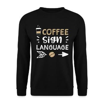 Coffee Sign Language - Coffee - Unisex Sweatshirt - black - Front - Alina (178cm) & Michal (187cm)