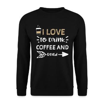 J’aime boire du café et lire - Sweat-shirt Unisexe - noir - Devant - Alina (178cm) & Michal (187cm)