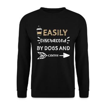 Facilement distrait par les chiens et co... - Sweat-shirt Unisexe - noir - Devant - Alina (178cm) & Michal (187cm)