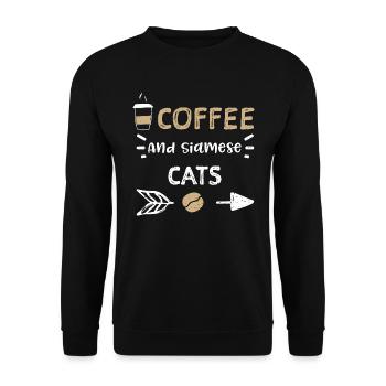 Café Et Chats Siamois - Café - Sweat-shirt Unisexe - noir - Devant - Alina (178cm) & Michal (187cm)