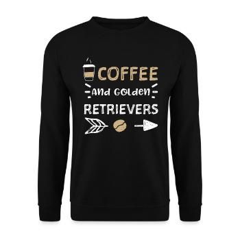 Coffee And Golden Retrievers - Unisex Pullover - Schwarz - Vorne - Alina (178cm) & Michal (187cm)