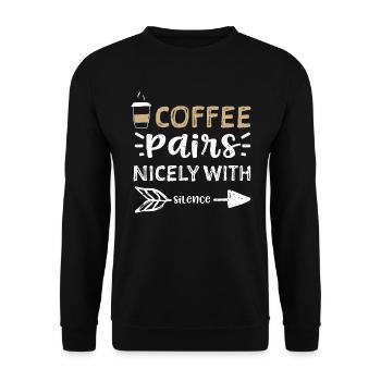 Le café se marie bien avec le silence - Sweat-shirt Unisexe - noir - Devant - Alina (178cm) & Michal (187cm)