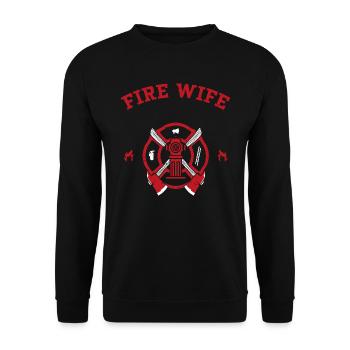 Fire Wife - Firefighter - Unisex Sweatshirt - black - Front - Alina (178cm) & Michal (187cm)