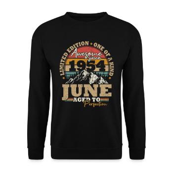 Juin 1954 Vintage Cadeau D’anniversaire 69 ans - Sweat-shirt Unisexe - noir - Devant - Alina (178cm) & Michal (187cm)